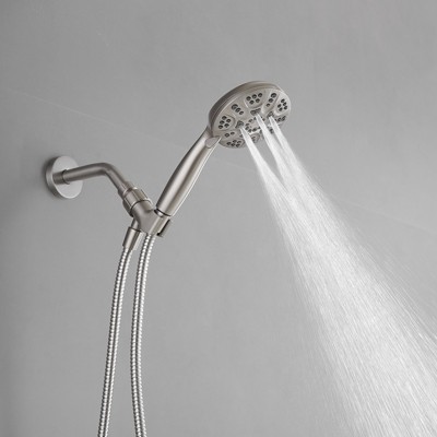 Brushed Nickel Single-Handle 6-Spray Shower Faucet Set with Handheld Shower Head