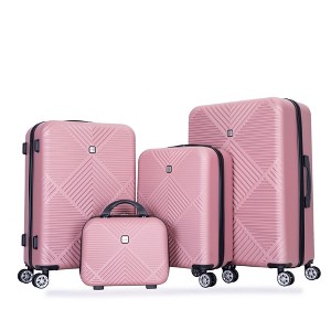 SEVOBAL Luggage 4 Piece ABS Set with Makeup Case, Spinner Wheels, Hardshell Suitcase for Carry On with Compartments, Pink, 30.01"*20.09"*11.09" - 1 of 4