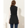 Allegra K Women's Lapel Collar Sleeveless Long Coat Double Breasted Belt Waist Trench Vest - 4 of 4