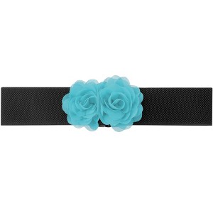 INSPIRE CHIC Women's Elastic Wide Double-Flower Stretch Corset Waist Belt 1 Pc - 1 of 4