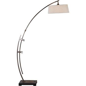 Uttermost Modern Arc Floor Lamp 73 1/2" Tall Plated Dark Bronze Beige Drum Shade Decor for Living Room Reading House Bedroom Home