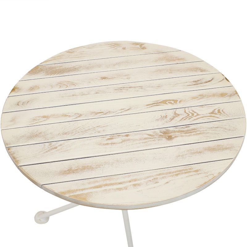 Sunnydaze Indoor/Outdoor French Country Chestnut Wood Folding Round Bistro Table - 28"- White, 4 of 11