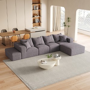 Oversized 132" Chenille Modular L-Shaped Sectional Sofa with 6 Pillows, 6-Piece Free combination, No Assembly Required - 1 of 4