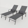 Nestfair 2pc Outdoor Adjustable Swimming Pool Lounge Set Chaise Lounge Recliner w Pillow Gray - 2 of 4