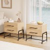 Wood Nightstand with 2 Drawers, Natural Wood Grain, Metal Legs - Bedside Table, End Table for Bedroom, Living Room, Entryway - 4 of 4