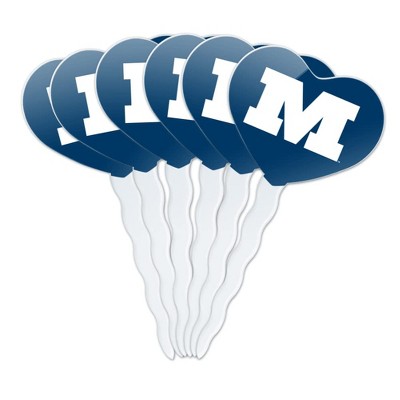Millikin University Primary Logo Heart Love Cupcake Picks Toppers Decoration Set of 6