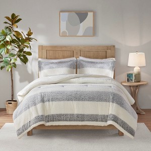 Okak All Size 3-Piece Imitation Lambswool Bed Comforter Set with Pillow Shams,Comfortable Lightweight Quilt Bedding Sets,Machine Washable - 1 of 4