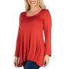 24seven Comfort Apparel Womens Long Sleeve Solid Color Swing Style Flared Tunic Top - 2 of 4