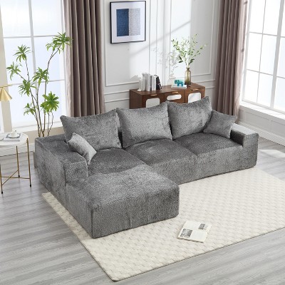 NicBex Couches for Living Room 108.27" L-shaped Sectional Sofa Chenille Upholstered 3-seater Sofa Couch with Throw Pillows