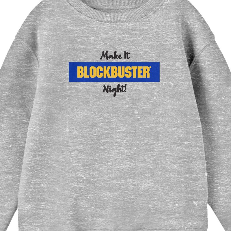 Blockbuster Make It Blockbuster Night Junior's Gray Sweatshirt, 2 of 3