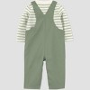 Carter's Just One You® Baby Boys' Dino Striped Long Sleeve Bodysuit and Overalls Set - Green - 4 of 4