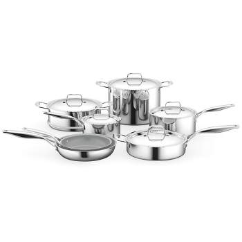 NutriChef Kitchenware Pots & Pans Set - Clad Kitchen Cookware with Nylon Utensils, Frypan Interior Coated with Prestige Ceramic Non-Stick Coating