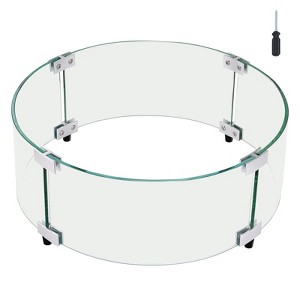VEVOR Fire Pit Wind Guard, 29 x 8 inch Round Glass Flame Shield, 0.24-Inch Thick Fire Table Accessory, Tempered Glass Flame Guard, Transaprent - 1 of 4
