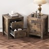 FONTOI 2PCS Wooden Nightstands with Storage Cabinet for Bedroom, Wood Side Table with Retro Design, Walnut, 14.5"*21"*16.7" - 2 of 4