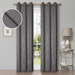 Modern Geometric Waves Room Darkening Semi-Blackout Curtains, Set of 2 by Blue Nile Mills - 1 of 4