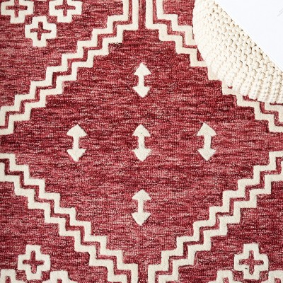 Harmony Abstract Hand-Tufted Wool Rug in Red/Ivory, 4' x 6'