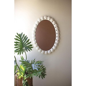 Oval Wall Mirror 37"H Metal Shell Framed, White Textured Finish by Kalalou - 1 of 3