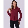 INSPIRE CHIC Women's Contrast Collar Chiffon Long Sleeve Work Office Blouse - 3 of 4
