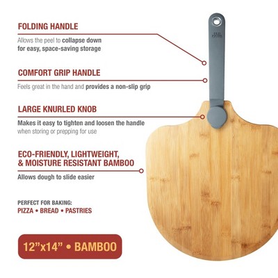 Old Stone 12x14 Inch Bamboo Pizza Peel with Folding Handle