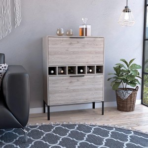 Depot E-Shop Staten Bar Cabinet 43.3" H, 6 Built-in Wine Rack, 2 Door Flexible Cabinets - 1 of 4
