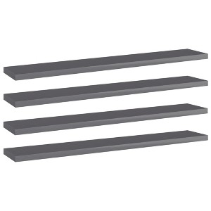vidaXL Bookshelf Boards 4 pcs High Gloss Gray 23.6"x3.9"x0.6" Engineered Wood - 1 of 4