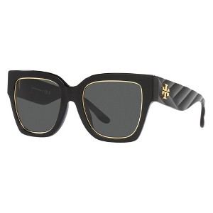 Tory Burch TY 7180U 170987 Womens Square Sunglasses Black 52mm - 1 of 3