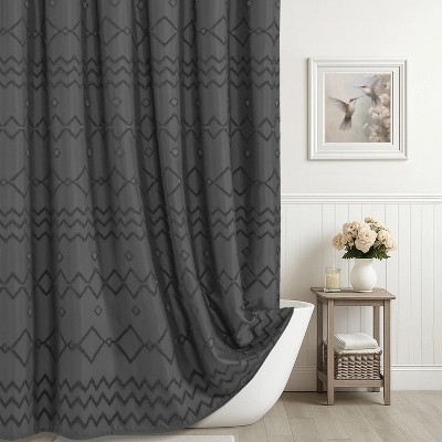 LunaLulinlk Gray Shower Curtain Boho Woven Modern Farmhouse Fabric Shower Curtain