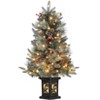 3 Ft Prelit Artificial Christmas Tree, Potted Fake Snow Flocked Christmas Tree  Small Tabletop Xmas Tree for Indoor Outdoor Decoration - 2 of 4