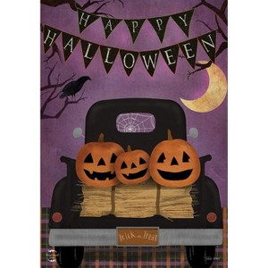 Halloween Truck Garden Flag Jack o'Lanterns Primitive 18" x 12.5" Briarwood Lane - 1 of 3