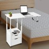 YIYIBYUS Height Adjustable Over Bed Desk End Table with Wheels, Nightstand - 2 of 4