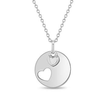 Girls' Heart Charmed Round Pendant Sterling Silver Necklace - In Season Jewelry