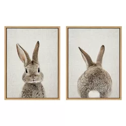 18" x 24" (Set of 2) Sylvie Bunny Portrait and Tail By Amy Peterson Framed Wall Canvas Set - Kate & Laurel All Things Decor
