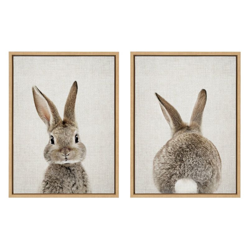 18" x 24" (Set of 2) Sylvie Bunny Portrait and Tail By Amy Peterson Framed Wall Canvas Set - Kate & Laurel All Things Decor, 1 of 7