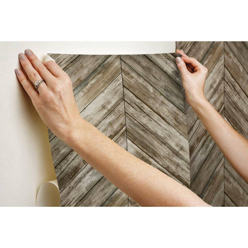 RoomMates Herringbone Wood Boards Peel and Stick Wallpaper, 3 of 11