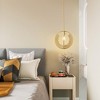 PAKOKULA 60-Watt 1 Light Ice Flower Gold Modern Pendant Light with Planetary ring decoration - 4 of 4