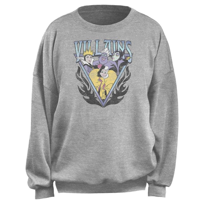 Junior's Disney Villains Distressed Flames Logo Sweatshirt, 1 of 3