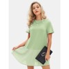 EXLURA Womens Summer Casual Short Sleeve Dress Crewneck Tshirt Dresses Pleated Aline Mini Dress 2025 Vacation Beach Sundress - 2 of 4