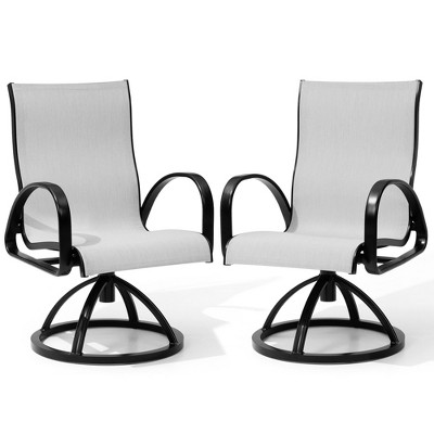 Crestlive Products Aluminum Patio Dining Chairs Outdoor Dining Armchair With Sunbrella (Set of 2)