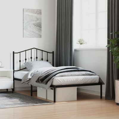 vidaXL Metal Bed Frame with Headboard Black 39.4 in.x74.8 in. Twin