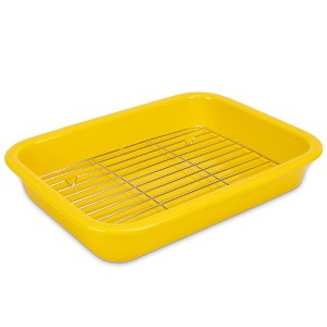 Elanze Designs Large 9x13 inch Stoneware Porcelain Baking Dish With Stainless Steel Rack,Yellow - 1 of 4