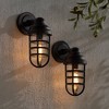 John Timberland Marlowe Industrial Outdoor Wall Light Fixtures Set of 2 Bronze Metal Cage 13 1/4" Clear Glass for Post Exterior Barn Deck House Porch - 4 of 4