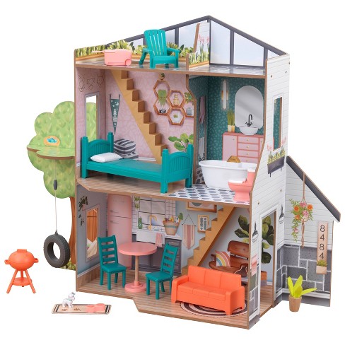 Kidkraft Backyard Cookout Wooden Dollhouse With 16 Furniture Accessories Target