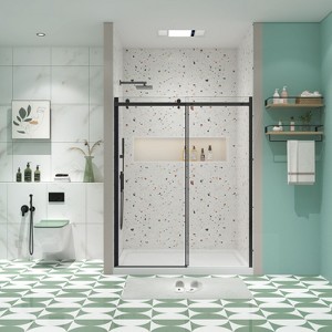 NicBex Shower Door 56-60" Wx74"H Sliding Shower Door with 5/16" (8mm) Tempered Glass with Reversible Installation - 1 of 4