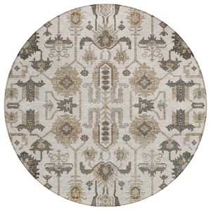 Ivory Beige And Taupe Oriental Washable Indoor Outdoor Area Rug - 1 of 4