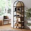 Nathan James 71" Amara Rattan 5 Shelves Etagere Bookshelf Light Oak/Matte Black: Metal Frame, 13+ Age, No Tools - 2 of 4
