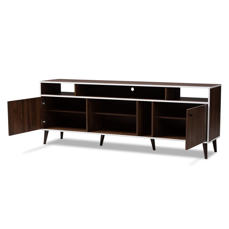 Marion Finished TV Stand for TVs up to 60&#34; Walnut Brown/White - Baxton Studio, 3 of 11