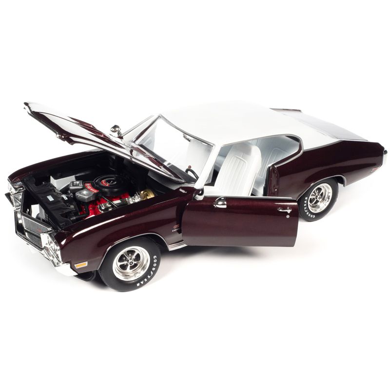 1970 Buick GS Stage 1 Burgundy Mist Metallic with White Top and Interior (MCACN) 1/18 Diecast Model Car by Auto World, 2 of 7