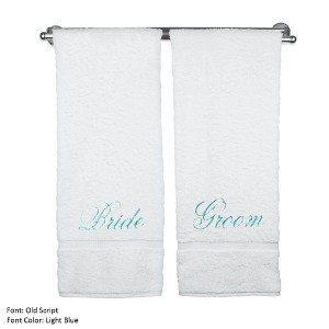 BC BARE COTTON Luxury Hotel & Spa Bride and Groom Towel Set Wedding Engagement - 1 of 4
