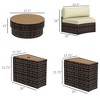 8 Piece Patio Furniture Set with 4 Rattan Sofa Chairs & 4 Tables with Storage & Umbrella Hole - 3 of 4