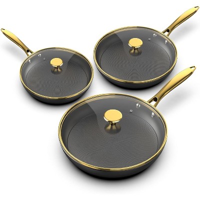 imarku Nonstick Frying Pans, Nonstick Cast Iron Skillets 3pcs, 8 Inch, 10 Inch, 12 Inch Frying Pans with Lid, Cast Iron Pan, Professional Nonstick Pan